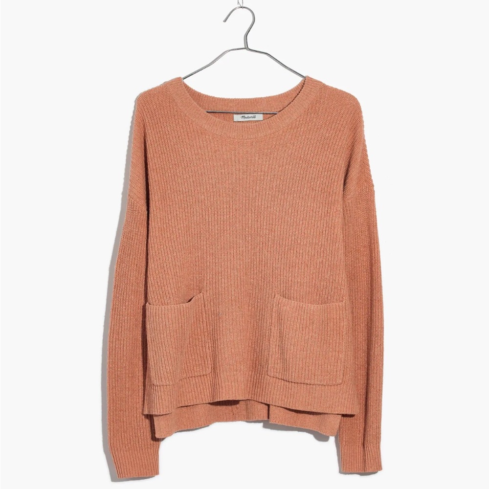 Madewell Patch Pocket Pullover Sweater in heather rosewater